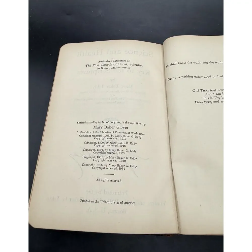 Mary Baker Eddy 1906 Science & Health With Key To The Scriptures Leather Signed!
